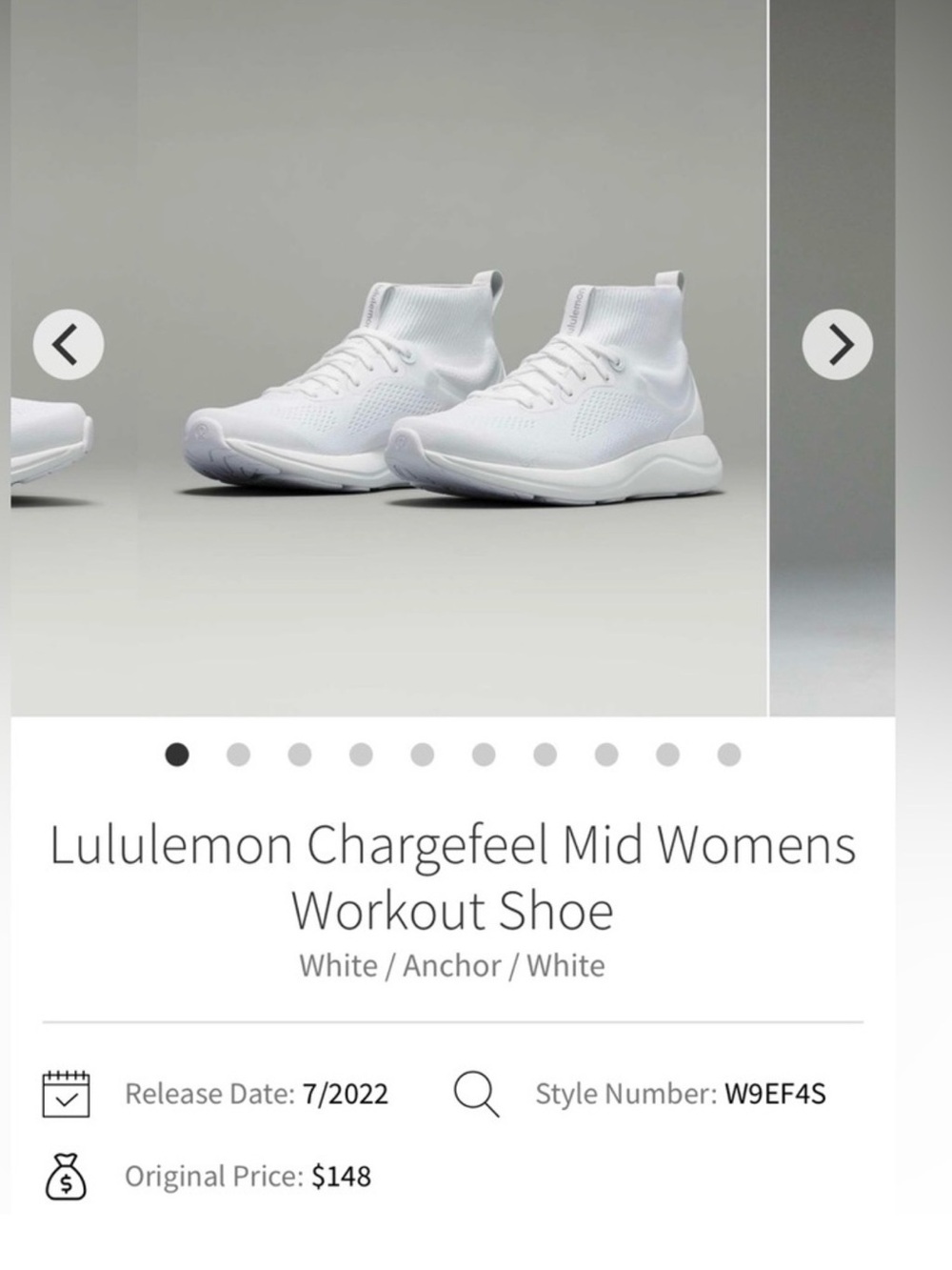 Lululemon Chargefeel Mid Workout Shoes Womens 8 White Lace Up Sneakers Gym Nice
